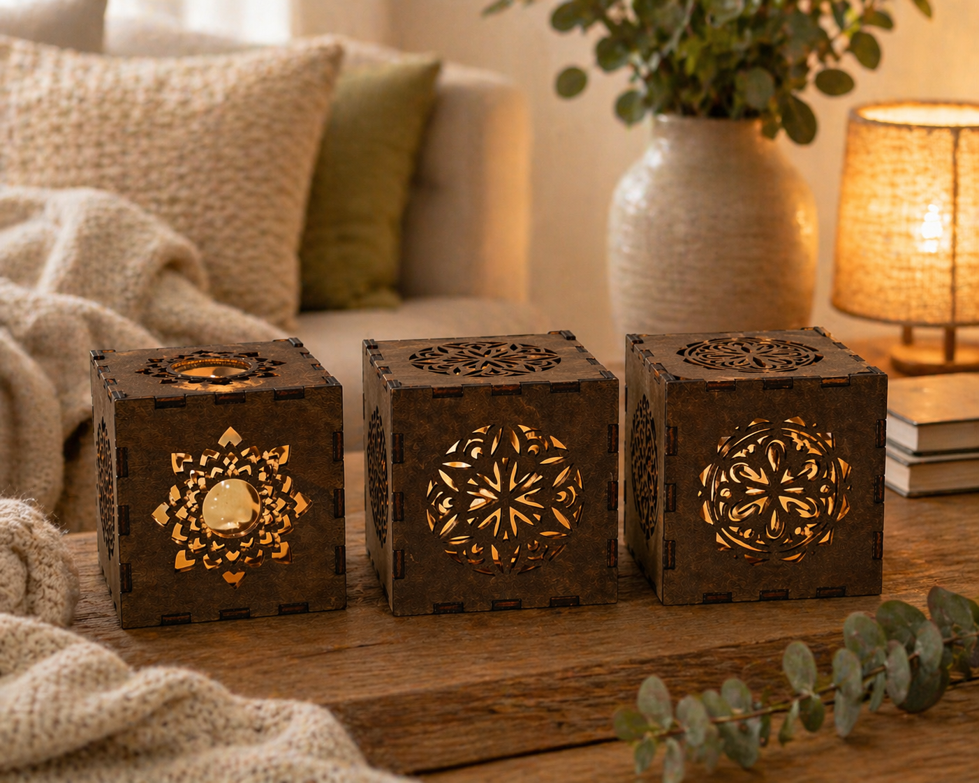 Luce d’Incanto – Set Portacandele Artigianali con 3 Candele LED Incluse